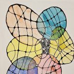 Follow the Bouncing Ball 
18" W x 24" H
Watercolor and Mixed Media on Paper Mounted on Board